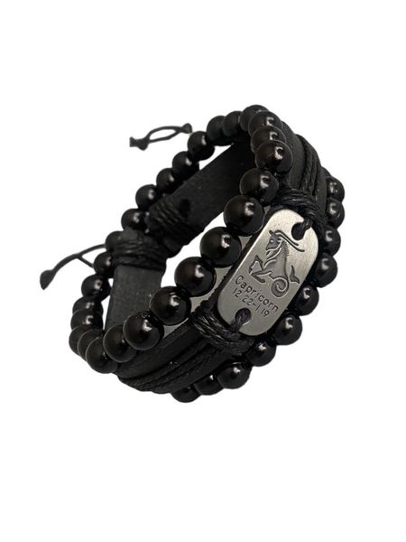 Capricorn Star Sign Leather and Beads Bracelet