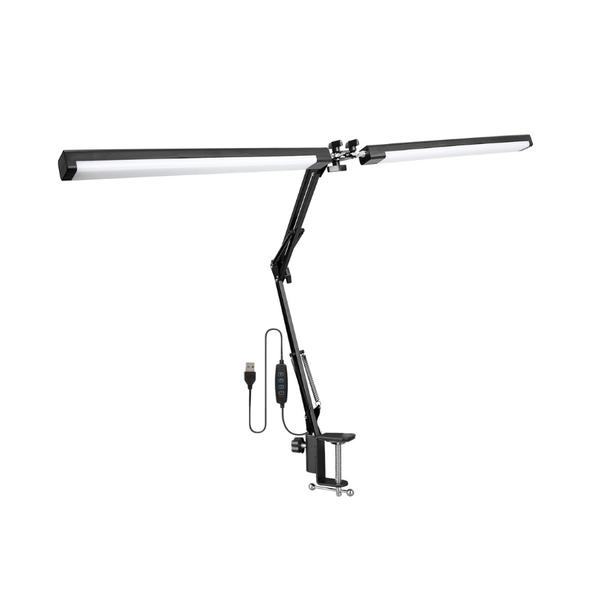 AICOM- 50w Dual LED Light Bars Desk Lamp with Adjustable Arms &amp; Clamp Mount