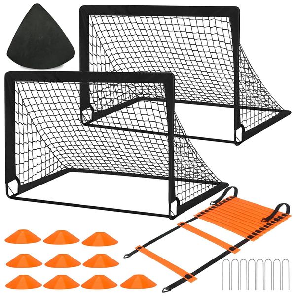 Portable Soccer Goal Nets Set of 2 - Complete Football Training Kit for Kid