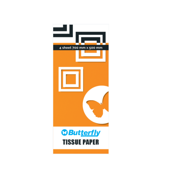 Butterfly Tissue Paper 4 Sheets - Orange (Pack Of 12)
