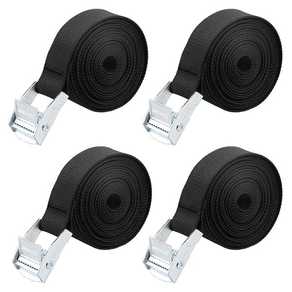 MIkaco Adjustable Zinc Alloy Press Buckle Luggage Shelf Straps 5m-4pcs