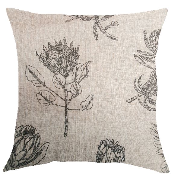 Protea pillow/scatter cushion beige black (cover only)