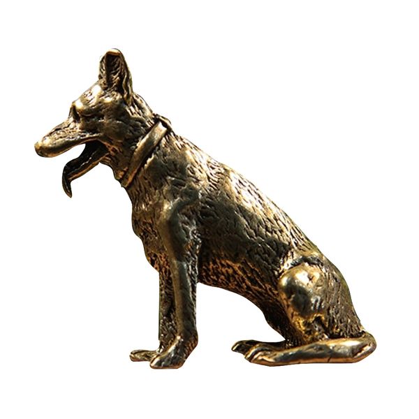 Home Gift Decor Antique Miniature Cute Brass Dog Ornament (4.1x3.8cm)