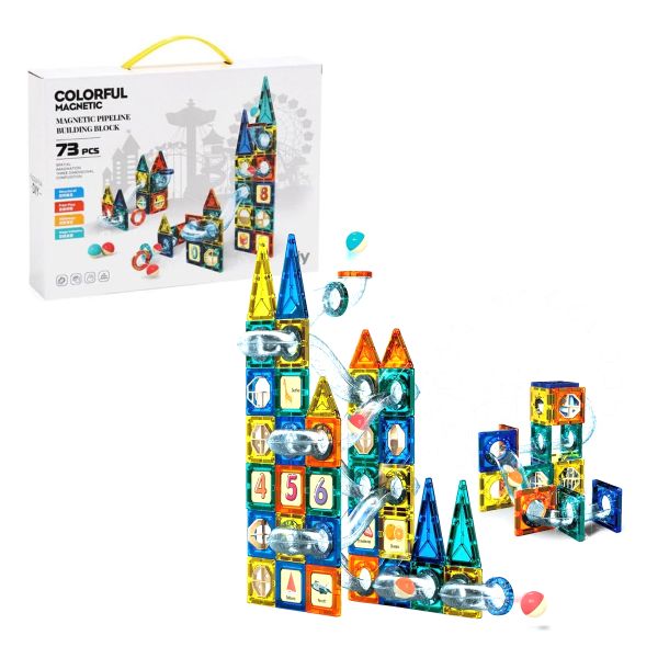 Kid's Toy Magnetic Pipeline Building Block - 73-Pieces