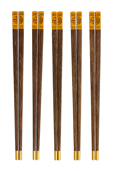 Reusable Wooden Chopsticks 5 Pair Set