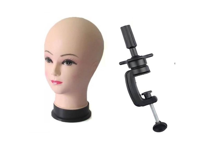 Mannequin Head, Training Head with Adjustable Rotating Table Clamp
