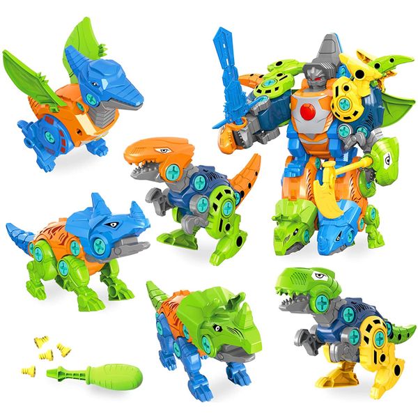5 in 1 DIY Transforming Dinosaur Toy Set - Construction Building for Kids