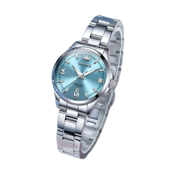 OLEVS Women's Round Wrist Watch Elegant Waterproof Luminous Blue
