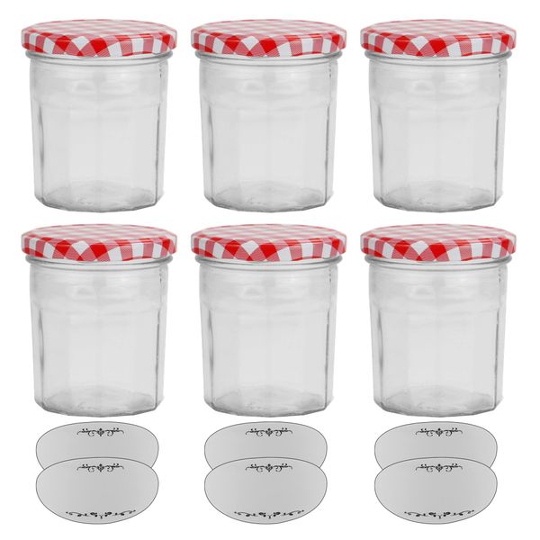 Home Kitchen Multi Purpose Jam Storage Jar with Labeling Stickers Set of 12