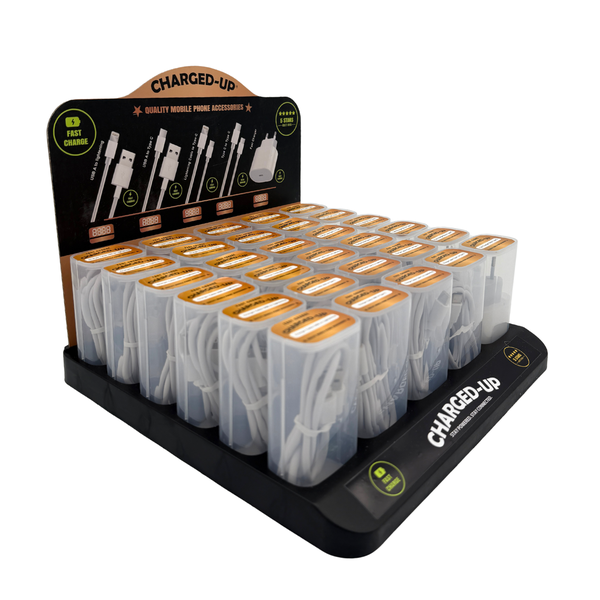 Charged-Up Display Tray, Fast Charging Cables &amp;Type-C Charger 4 iOS/Android