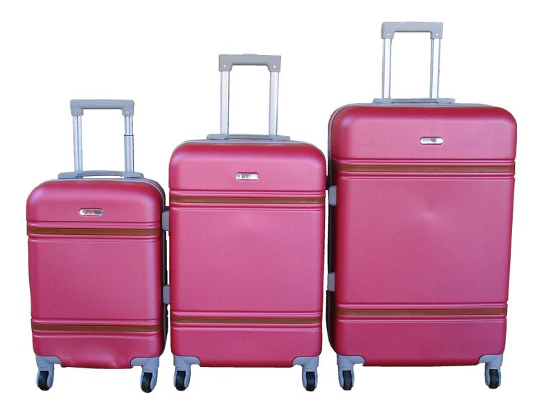 Durable ABS 3-Piece Spinner Luggage Set - Maroon, Hardshell with Lock