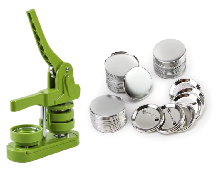 Button Badge Maker Kit - 58mm &amp; 37mm Punch Press + 200 Badge Components