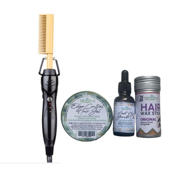 Hot Comb ,Hair Growth Oil,Edge Control Gel&amp; Wax Stick