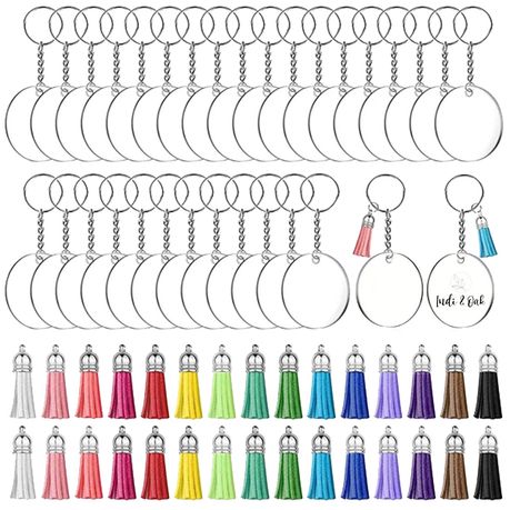 50 Sets Blank Keychains For Vinyl, Acrylic Keychain Blanks With 5 S
