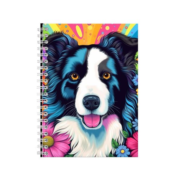 Cute Border Collie Daisies Neon Notebook Gift Idea A4 Notepad Pad 73