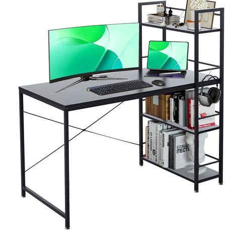 Work Desk Office Study Desk Computer Workstation Gaming Table with Shelves Image