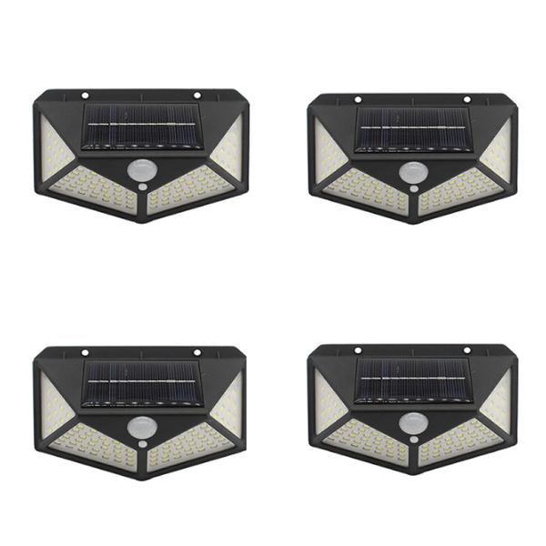 Set of 4 100 LED Solar Motion Sensor Interaction Wall Lamp PI-60