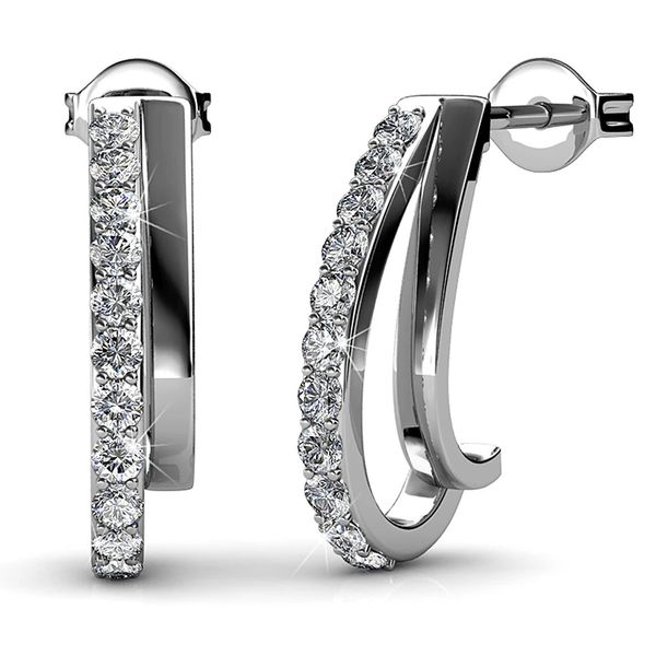 Dhia Moon Hoop Earrings made with Crystals from Swarovski