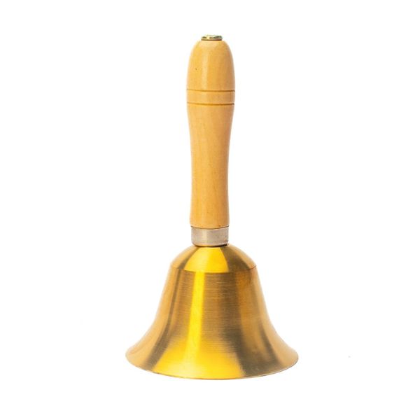School Bell - 15cm High - Brass Hand Bell Musical Instrument