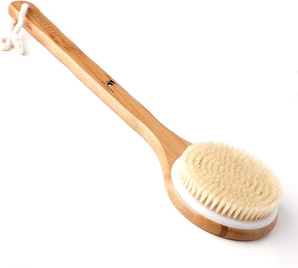 FA PLUS 40CM Bath Brush With Long Handle, Bath Brush for Back Wooden