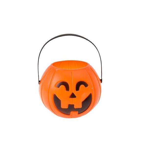 Halloween Pumpkin Bucket - Orange With Black Handle