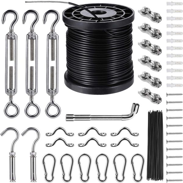 String Lights Setup Kit Stainless Steel Cable 30Piece