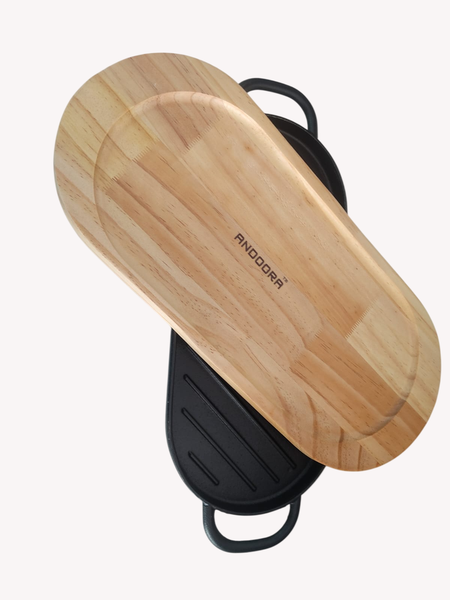 Grill Pan With Wooden Base