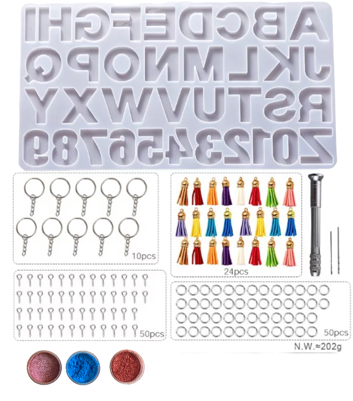 Baking Moulds - ABC Silicon Mold Key Ring Set With Chameleon Mica ...