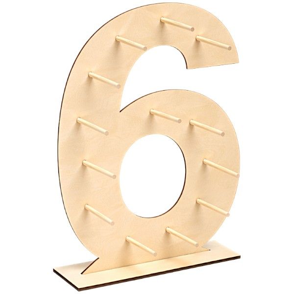 Wooden Donut Stand Display - Number 6 - Freestanding Party Dessert Holder