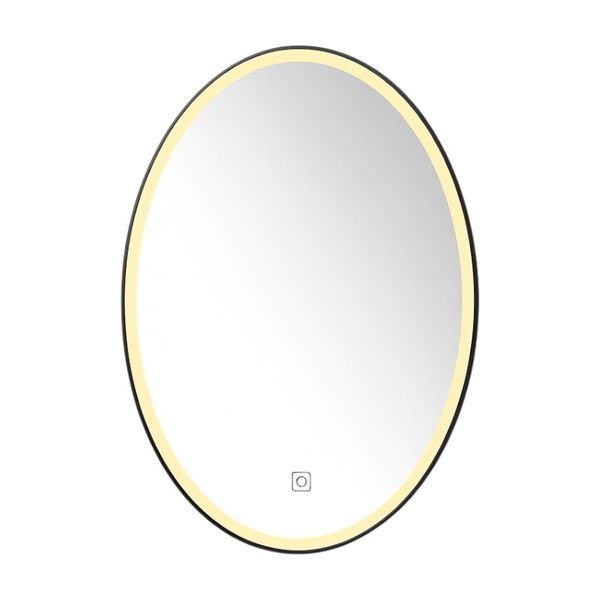 Modern Oval LED Bathroom Mirror - 80 x 60cm - BLACK