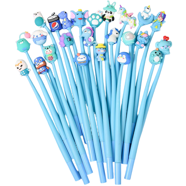 7-Color Cartoon Shake Gel Pen Set - 23pcs Random Styles