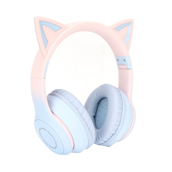 Cat Ear Bluetooth Gaming Headphones Wireless Foldable Music Headset Blue