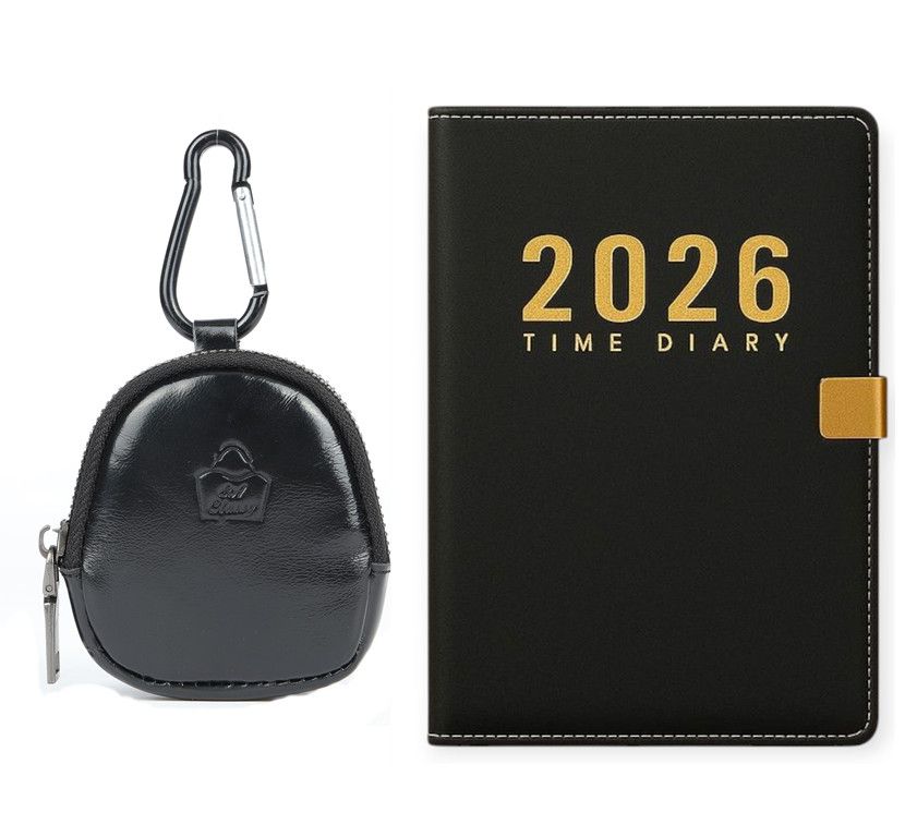 SACLASSY Genuine Leather Coin Wallet Coin Purse with 2026 Diary Men's Gift