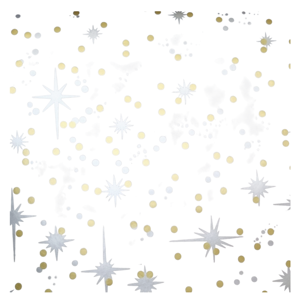 Silver Christmas Stars With Gold Dots Wrapping Paper -10m roll