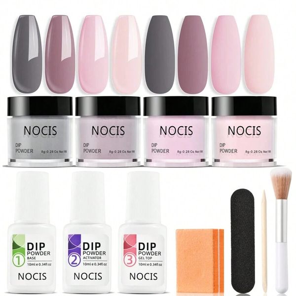 Pink/GreyTones Nail Dipping Powder Kit - 11 Pieces