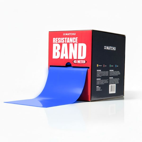 Resistance Band 45m Blue - Heavy 6-7kg, Dispenser, Cut-to-Size Roll, Latex