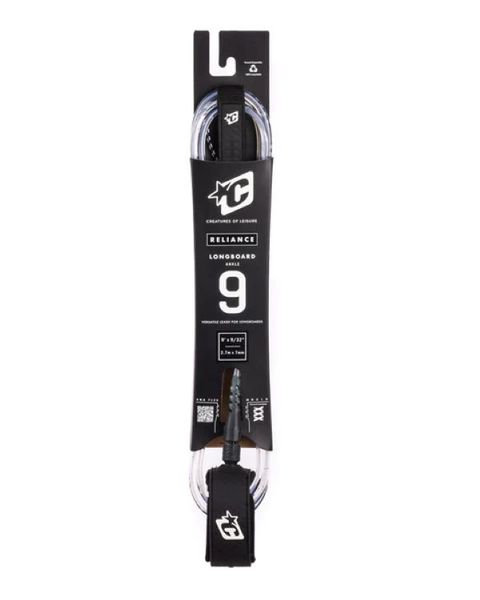 Creatures Longboard Ankle 9 Surfboard Leash - White Speckle Black
