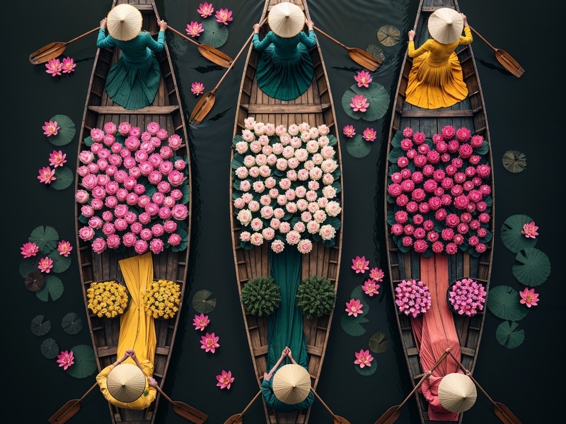 Modern Canvas Wall Art Home Decor - Flower Boats
