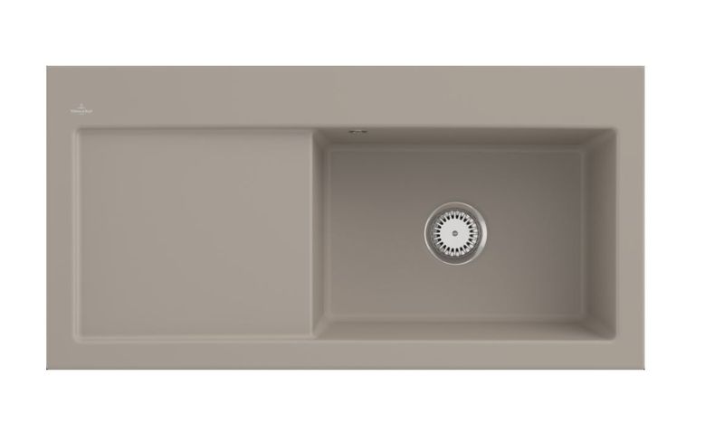 White Modern Ceramic Built-In Single Bowl Kitchen Sink Basin Waste System