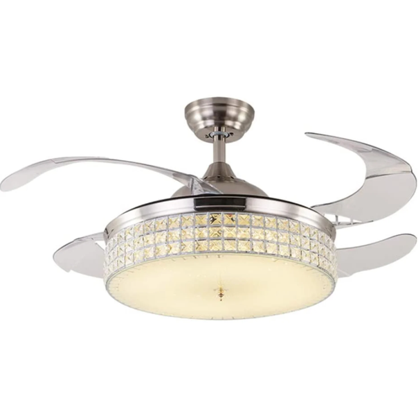 Crystal Retractable Blade Ceiling Fan With Remote
