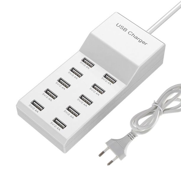 Super Fast 10-Port USB Charger Desktop Charging Station White for usb item