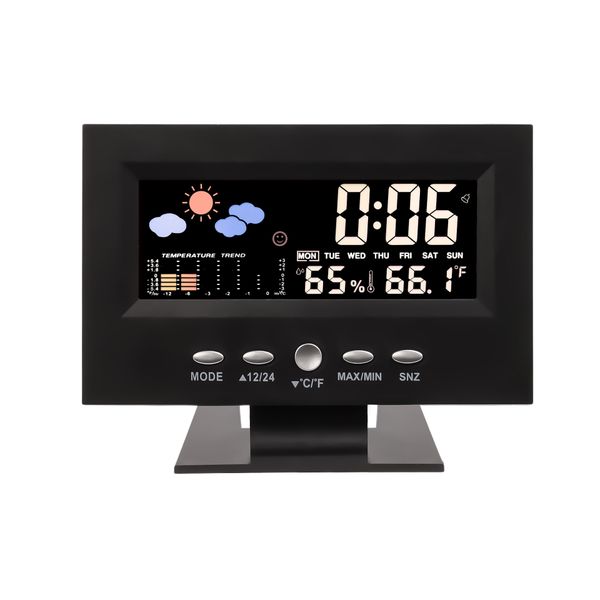 Voice Control Digital Clock With Temperature And Humidity Display - 5-1