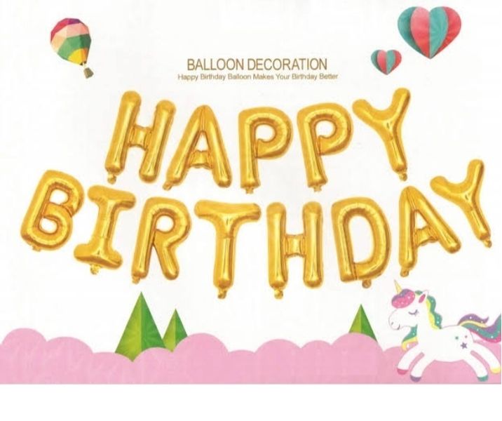 Happy Birthday Balloon Decoration Gold