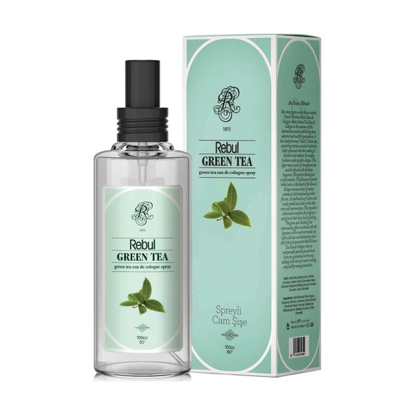 Rebul Green Tea Eau de Cologne 100ml (Spray Glass Bottle) - 80° Sanitizer