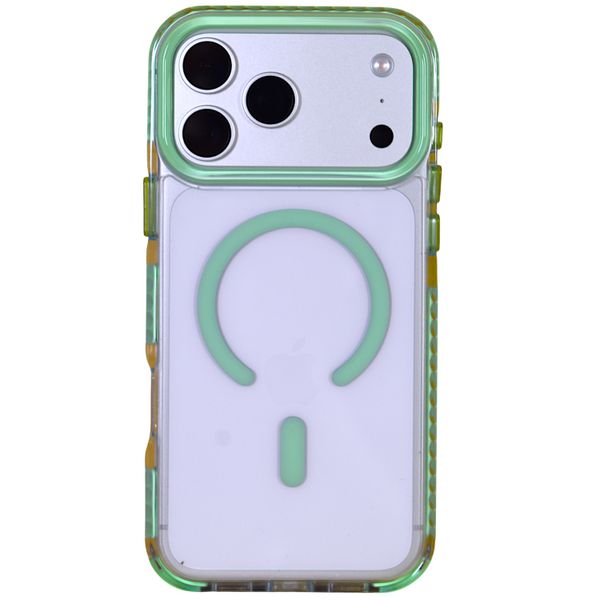 Clear Magnetic Phone Case with Green Accents - Compatible with iPhone