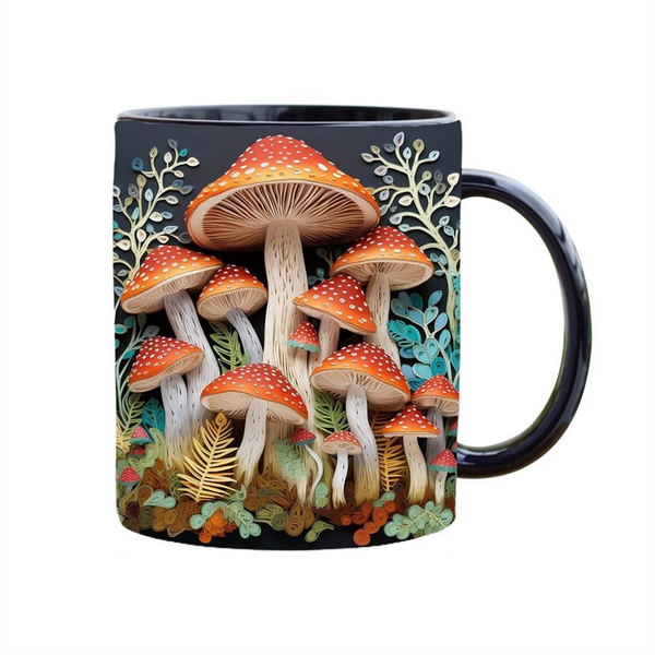 3D Magic Mushrooms Mug 3D Fun Space Design Mug For Home Office Dorm-A