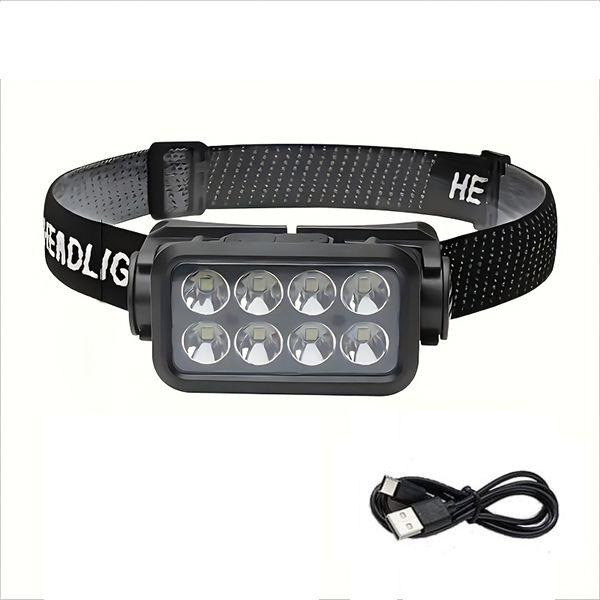 Rechargeable Headlamp Flashlight - 8 LED 2500 Lumen Light Bright Headlight