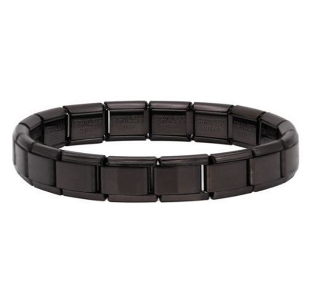 Italian Charm Nomination Black Bracelet-18Link -9mm