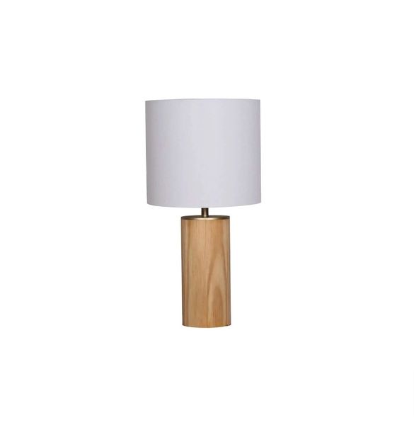 Cylindrical Base White Fabric Shade Table Lamp