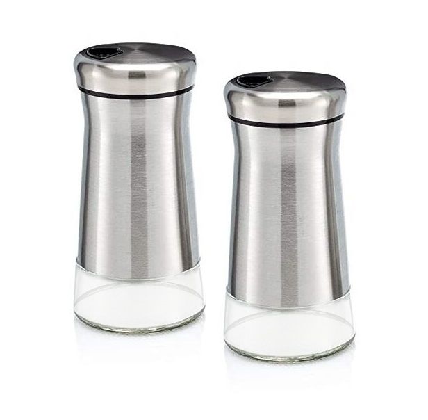Elegant Rotating Top Salt And Pepper Set with Adjustable Pouring Holes